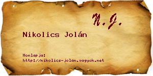 Nikolics Jolán névjegykártya