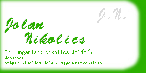 jolan nikolics business card